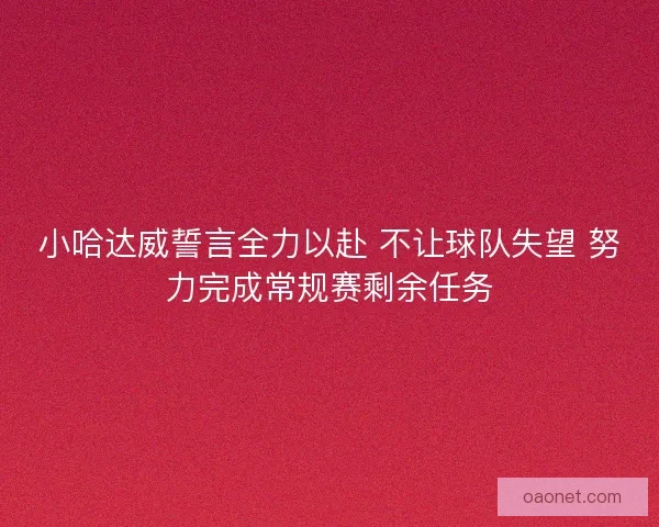 小哈达威誓言全力以赴 不让球队失望 努力完成常规赛剩余任务 小哈达威誓言全力以赴 不让球队失望 努力完成常规赛剩余任务